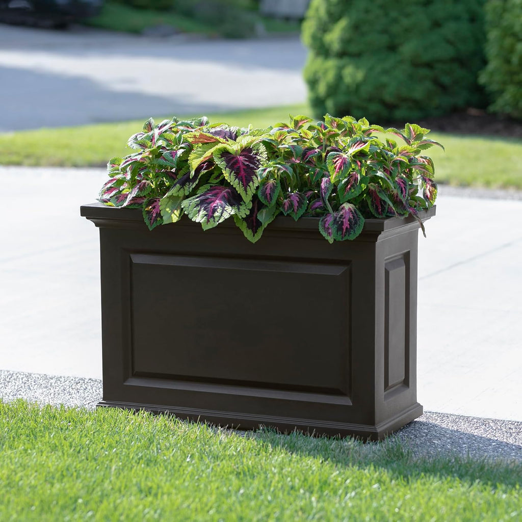Black 36in L x 16in W x 24in H Planter with Built-in Water Reservoir J29197