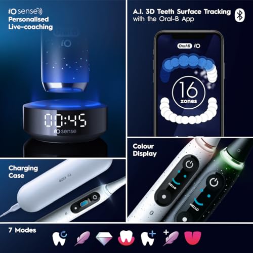 Black Rechargeable Electric Toothbrush with 4 Replacement Heads and Charging Travel Case G36100