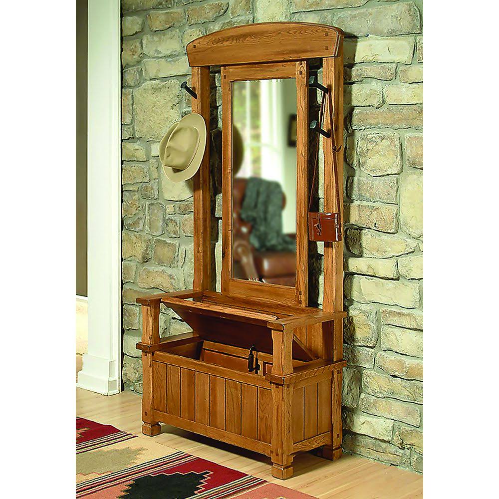Rustic Oak Hall Tree M54720