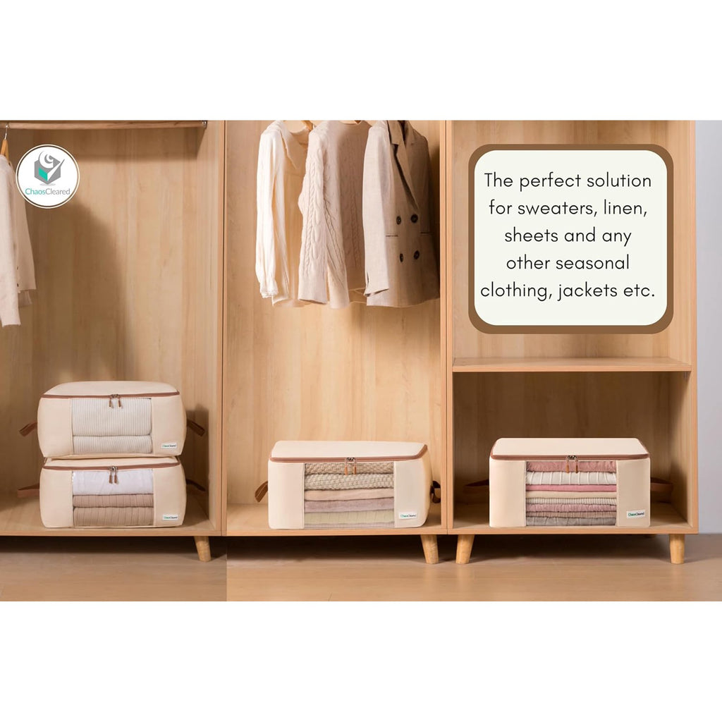Canvas Clothing Storage 2 Bags Clothes Organizer K377