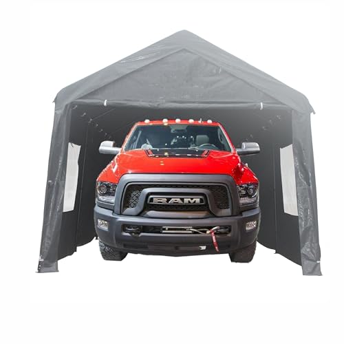 Grey Heavy Duty Portable Carport Canopy Tent with Sidewalls N76563