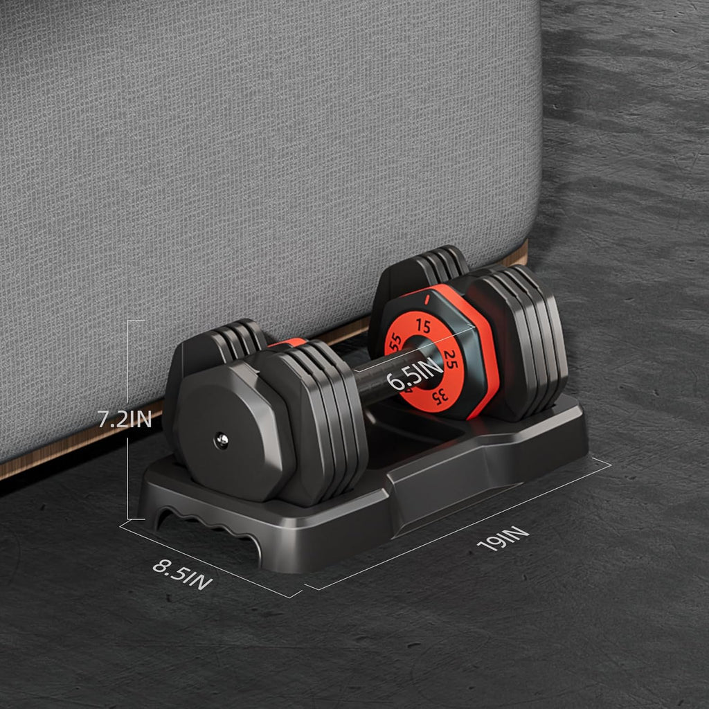 55LB 5 in 1 Single Adjustable Dumbbell with Anti-Slip Metal Handle, Black F972884