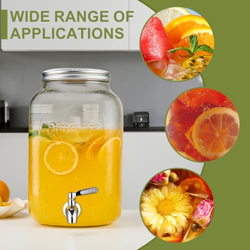 2 Gallon Glass Beverage Dispenser with Stand and Lid N3232