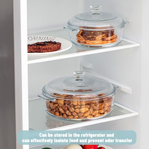 2 Pieces Glass Casserole Dish with Lid, Oven Safe (Square, 0.8L/ 1.5L) D532014