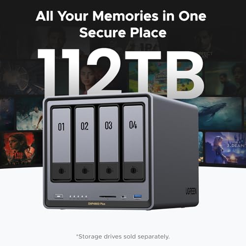 4-Bay Desktop NAS, Intel Pentium Gold 8505 5-Core CPU, 8GB DDR5 RAM, 128G SSD, 10GbE, 2.5GbE, M.2 NVMe Slots, 4K HDMI, Diskless I143