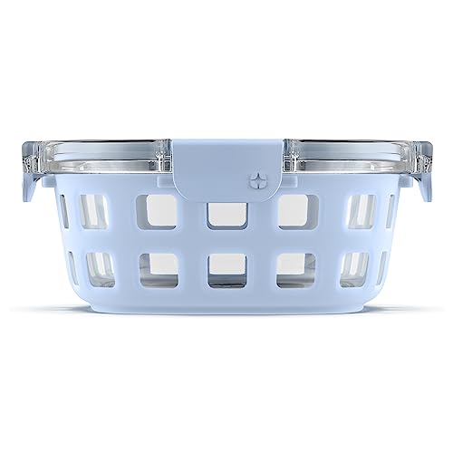 Glass Food Storage Container with Silicone Sleeve and Airtight BPA-Free Plastic Lid I782178