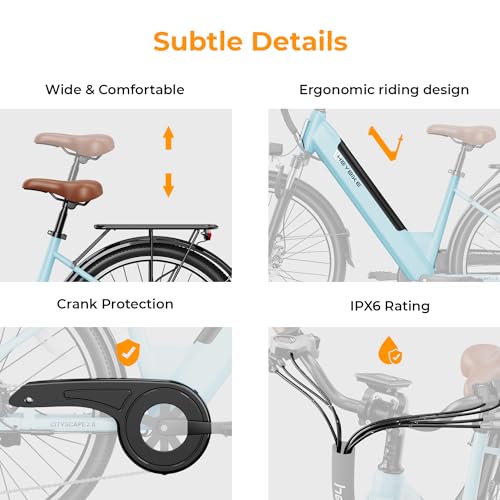 26" Electric Commuter Bike with 750W Motor, 468Wh Removable Battery, 7-Speed and Front Suspension Z9460
