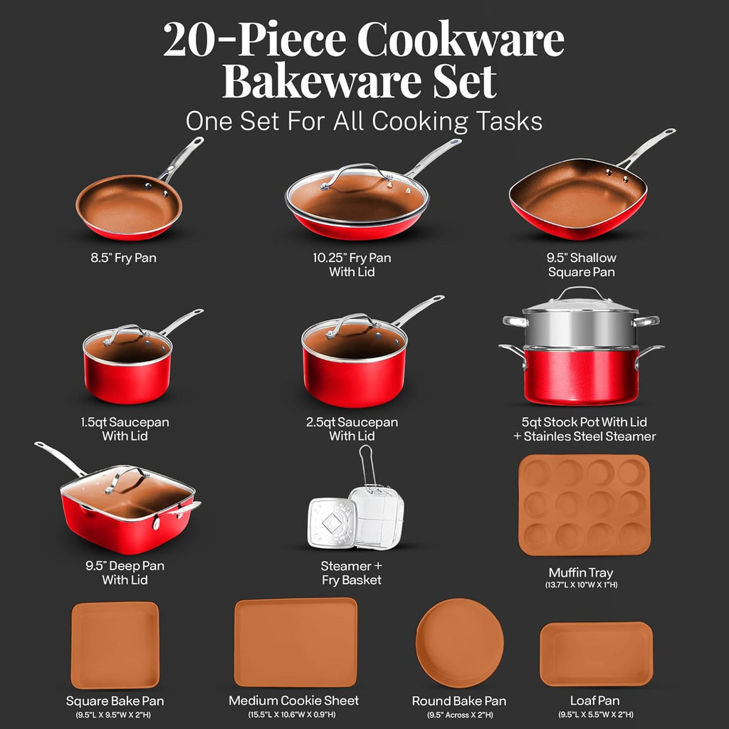 20 Pc Nonstick Ceramic Pots and Pans Set with Lids D94223