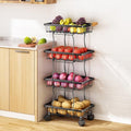 Black 5 Tier Stackable Wire Fruit Basket with Wheels R165
