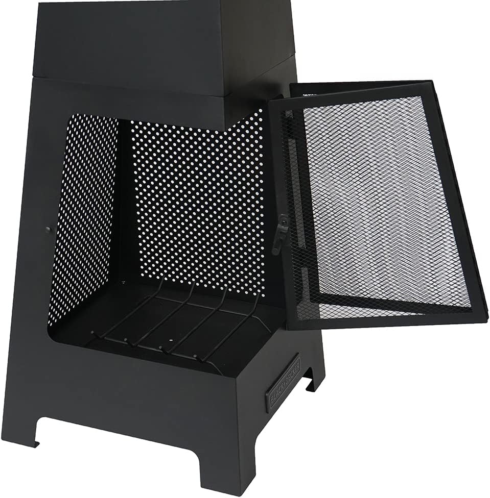 Black Steel Chiminea Fireplace with Poker H613628