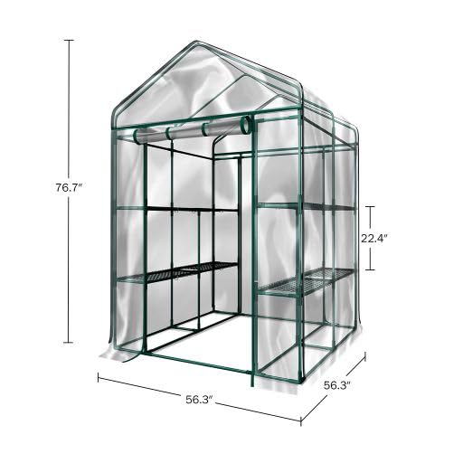 4 Tier Mini Greenhouse with Locking Wheels and PVC Cover O9443