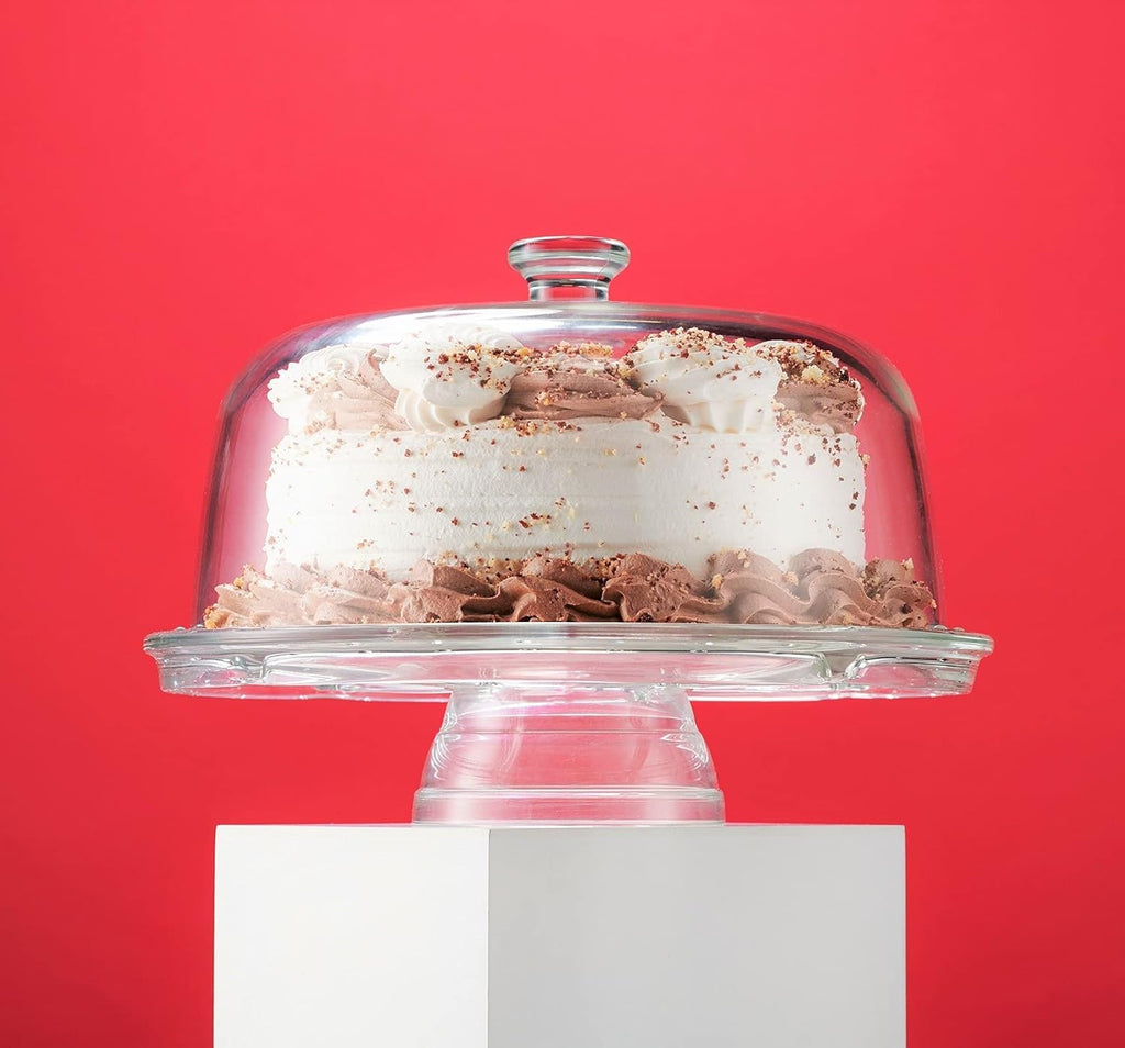 Cake Stand and Serving Plate with Dome Lid, Crystal Glass Footed Cake Stand U596377
