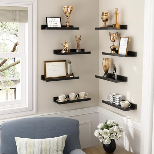 Rustic Brown Wall Shelves Set of 8 U58142