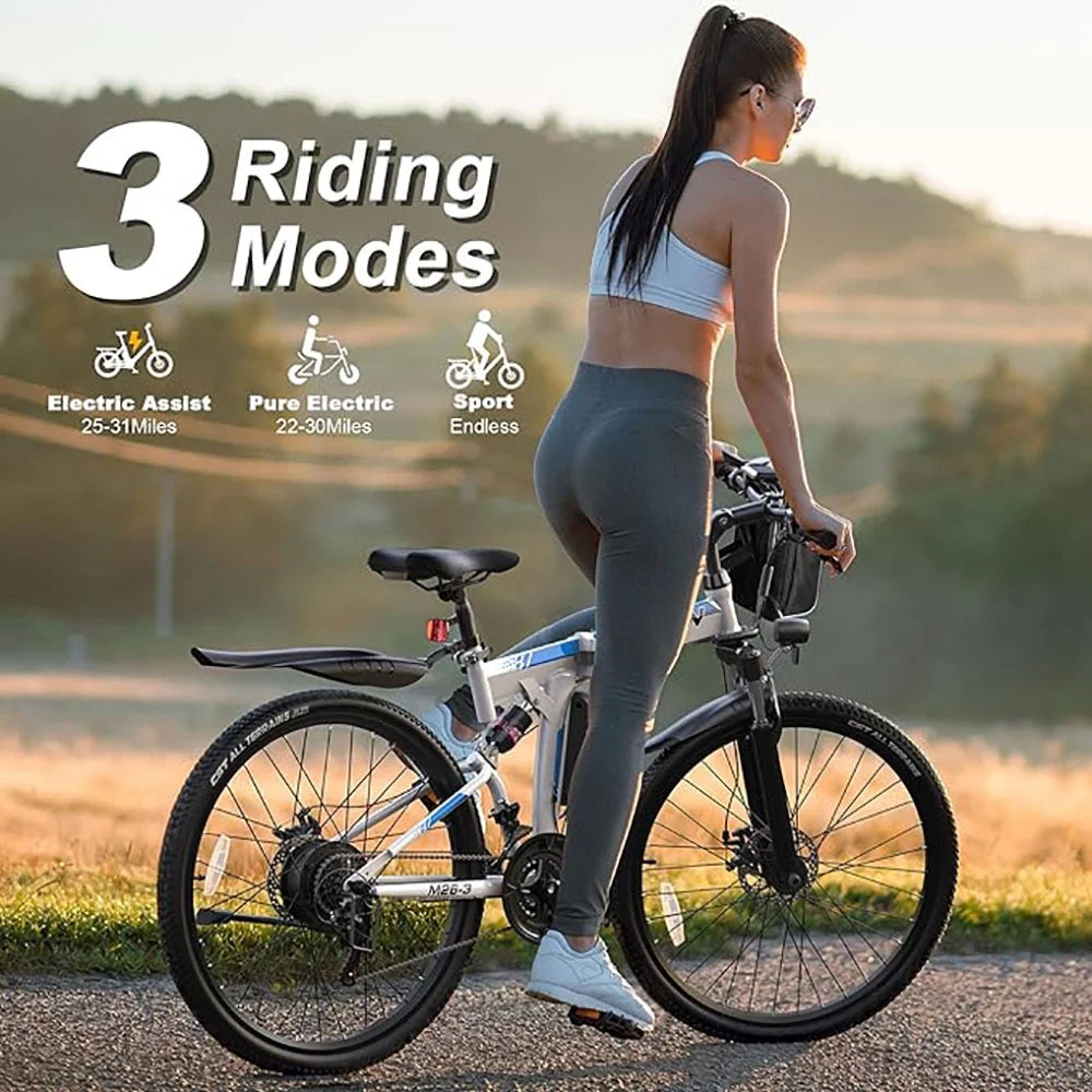 Electric Bike 750W Motor 48V Removable Battery 21-Speed Gears Dual Hydraulic Suspension N2107
