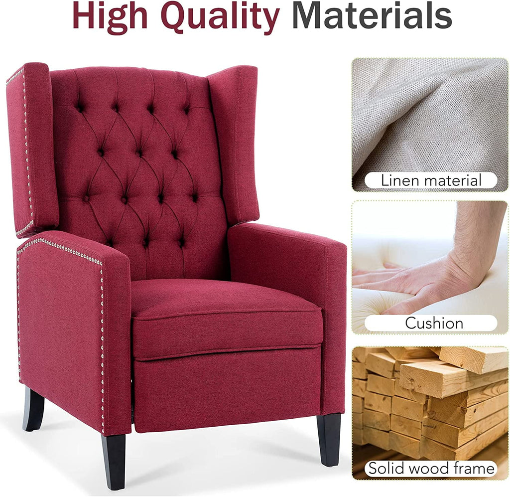 Blue Tufted Fabric Push Back Arm Recliner F92018