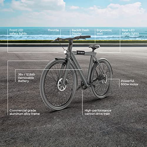 Black 28" Electric Commuter Mountain Bike with 500W Motor, 36V Removable Battery, LCD Display, Disc Brake, Belt Drive G841575