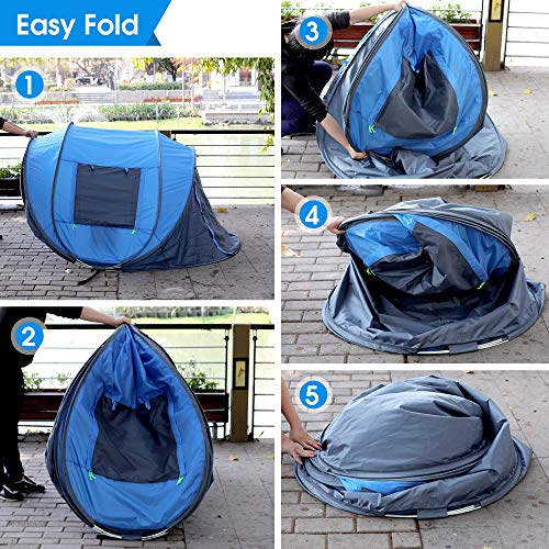 4 Person Pop Up Tent Waterproof Automatic Setup 2 Doors Instant Family Tent L382