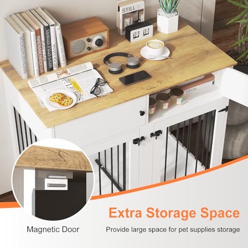 White 41 Inch Double Dog Cage with Removable Divider H77156
