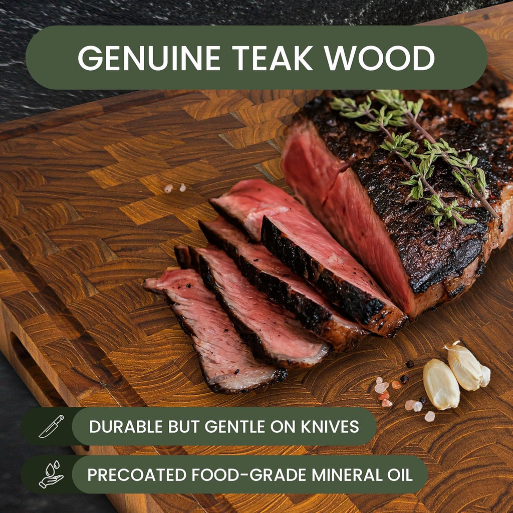 20" x 14" Teak Wood End Grain Cutting Board R298