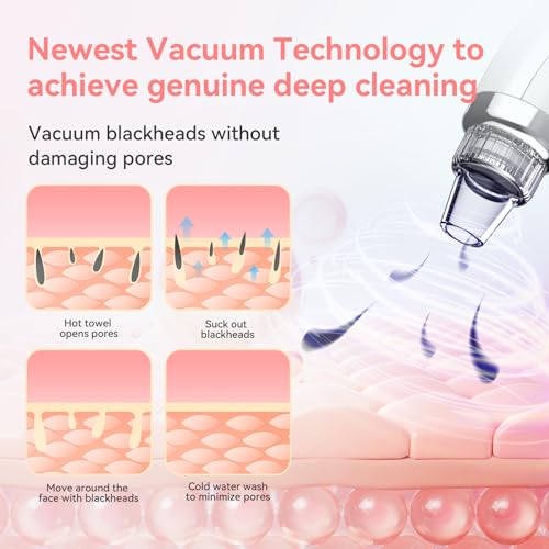 Blackhead Remover Pore Vacuum Electric Comedone Extractor Tool with 5 Suction Power and 5 Probes O630