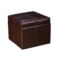 Reddish Brown Faux Leather Storage Ottoman Cube Bench U555