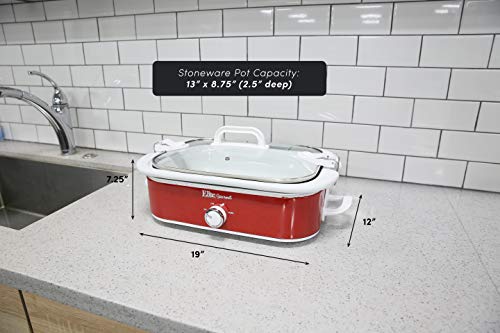 3.5Qt Red Casserole Slow Cooker with Locking Lid V2582