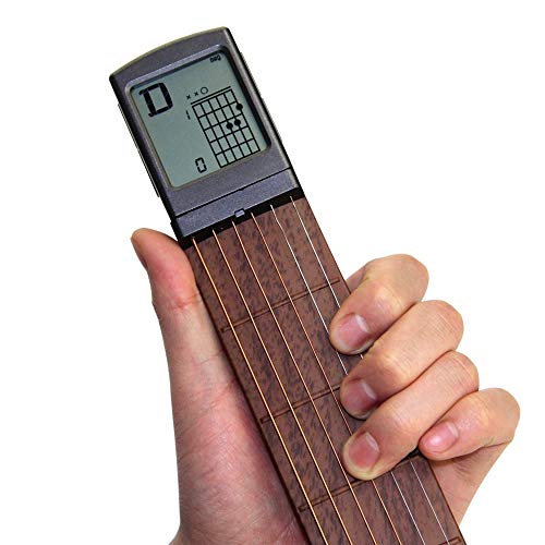 Portable Guitar Chord Practice Tool with Rotatable Chords Chart Screen C206