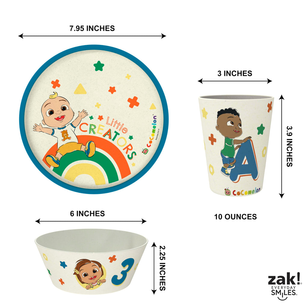 3 Piece Kids Dinnerware Set Melamine Bamboo Plate Bowl Tumbler U23753