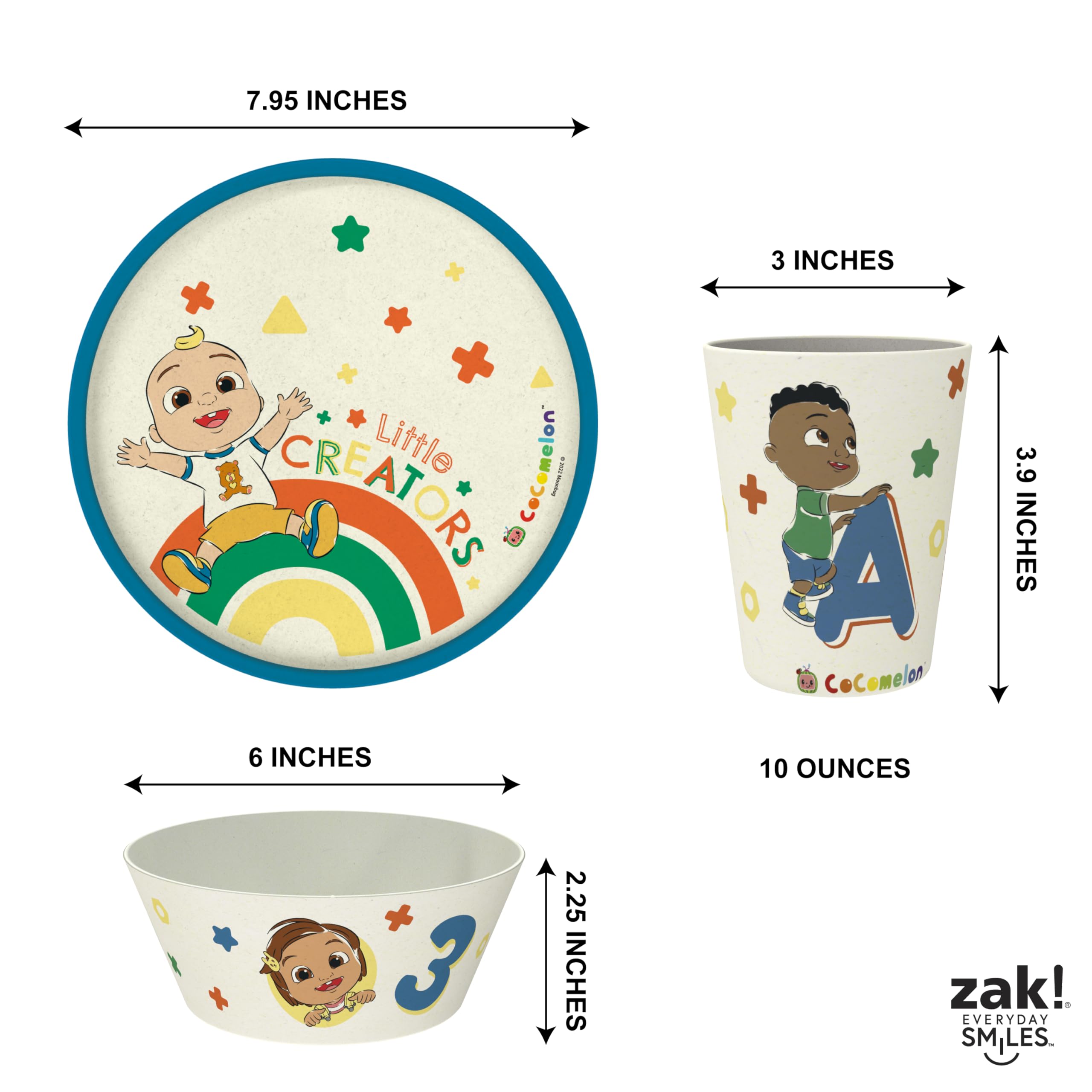 3 Piece Kids Dinnerware Set Melamine Bamboo Plate Bowl Tumbler U23753