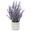 Lavender Flowers Artificial Fake Plant in Cement Pot S95344