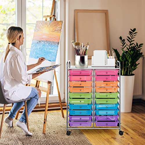 20 Drawers Rolling Storage Cart on Wheels White M563