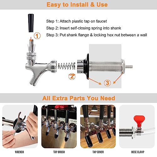 Stainless Steel Draft Beer Faucet Shank with Beer Line Barb G8110