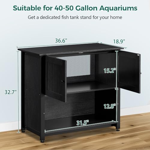 Fish Tank Stand with Cabinet, Metal, 1000LBS W46488