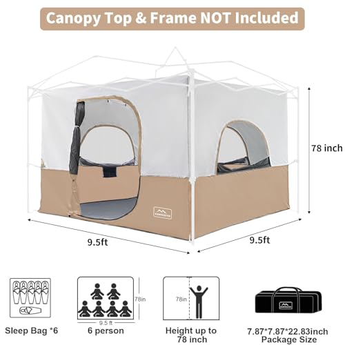 Khaki Camping Inner Tent for 10'x10' Straight Leg Canopy G7501