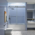 Brushed Nickel Frameless Sliding Tub Door with Clear Tempered Glass U7851