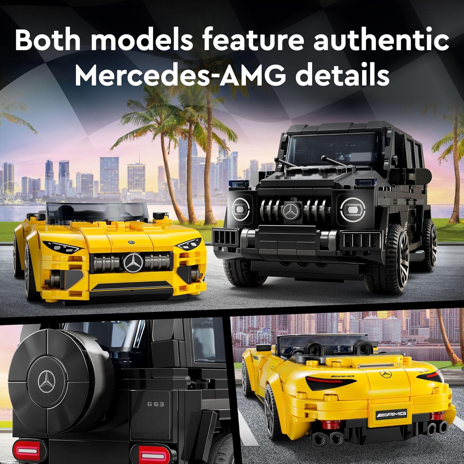 LEGO Speed Champions Mercedes-AMG G 63 & Mercedes-AMG SL 63 F1 Toy Car, 2 Building Sets with 2 Driver Minifigures Y5399