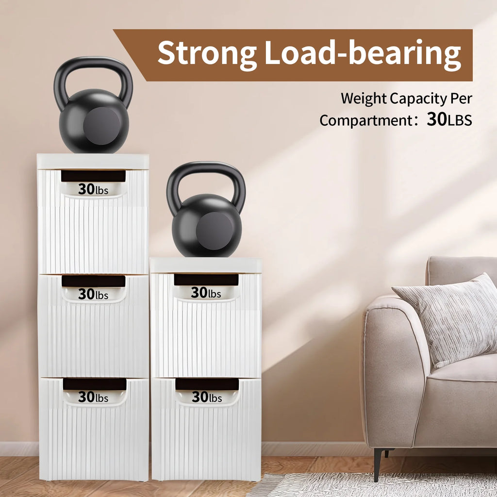 5-Tier White PP Storage Cabinet with Drawers F249471