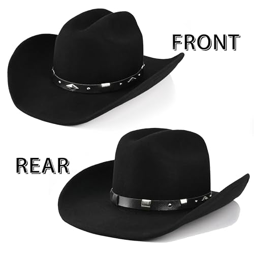 100% Wool Felt Cowboy Hat with Two Decorative Bands J497