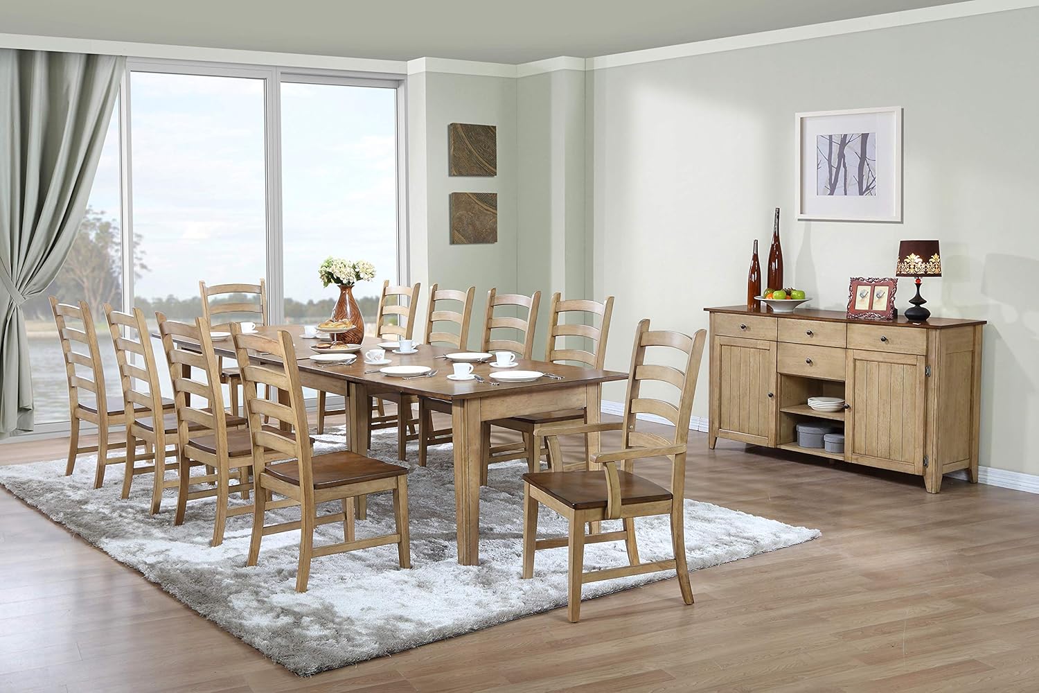 Distressed two tone light creamy wheat with warm pecan finish top Dining Table G104