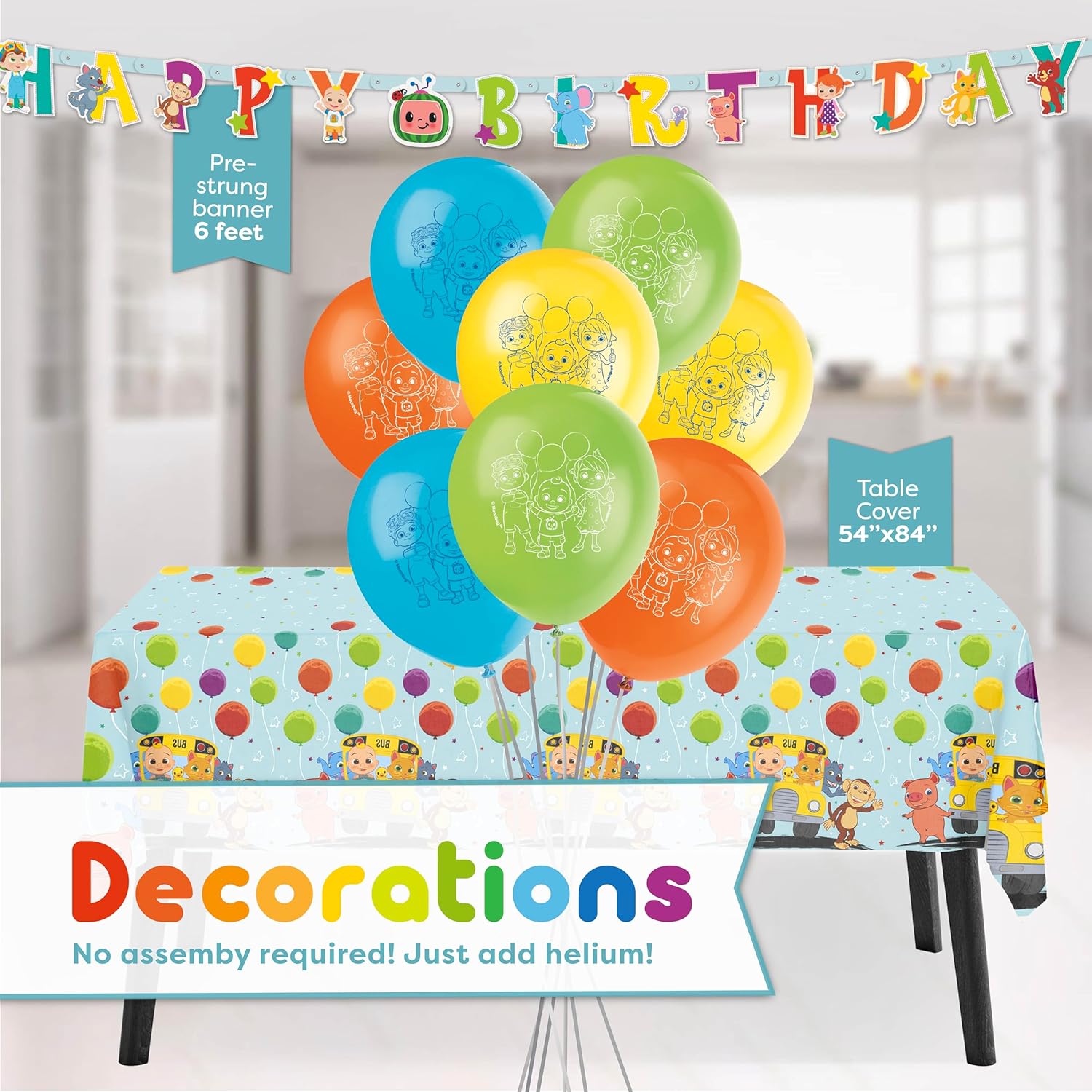 CoComelon Party Supplies Backdrop Balloons Tablecloth Plates Napkins Forks Sticker F5906