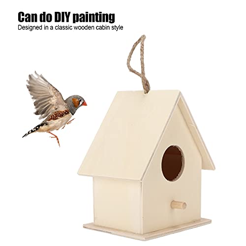Wooden Bird House Kits for Kids Small Hanging Birdhouse for Outside Durable Wood DIY Bird Nest Hut Large size with hemp rope Y7684