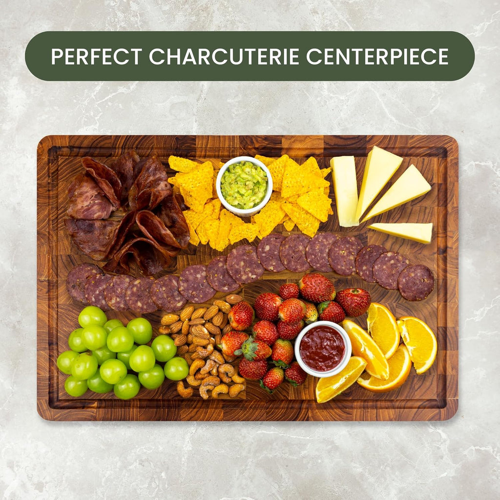 20" x 14" Teak Wood End Grain Cutting Board R298