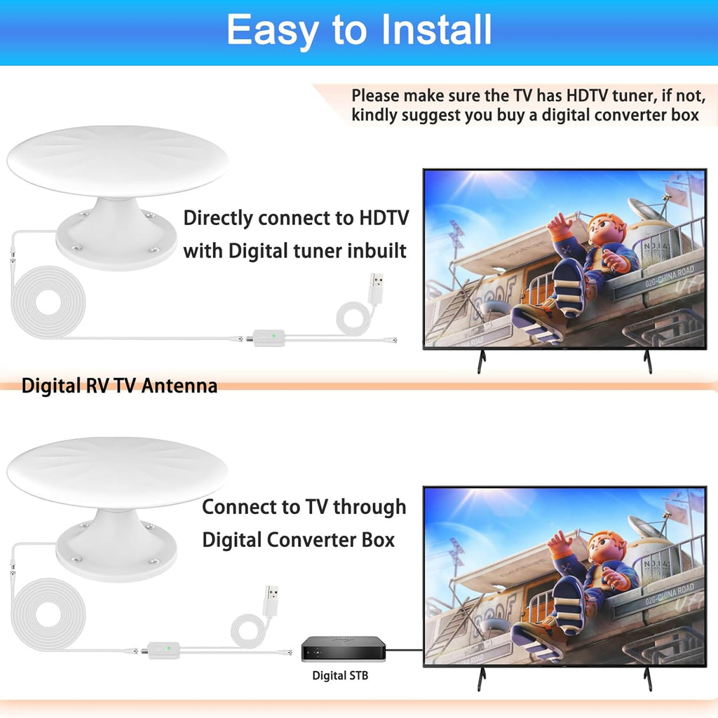 White 720° Omni Directional Digital HD TV Antenna with 35ft Cable H41218