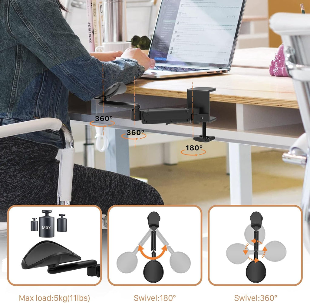 Foldable Mobile Standing Desk with Ergonomic Rotating Elbow Cushion Pad G533743