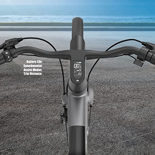 Black 28" Electric Commuter Mountain Bike with 500W Motor, 36V Removable Battery, LCD Display, Disc Brake, Belt Drive G841575