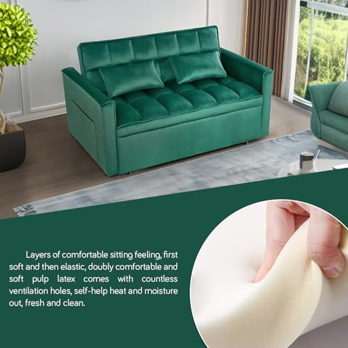 Black Velvet Convertible Sofa Bed with 2 Pillows C7955