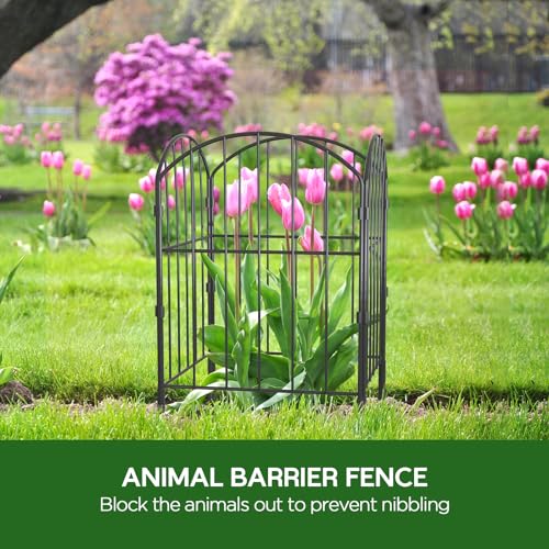 Black 10ft x 24in Rustproof Metal Garden Fence, 10 Pcs B4331