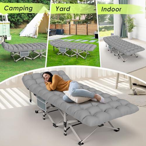 Grey Folding Camping Cot with Carry Bag D8159