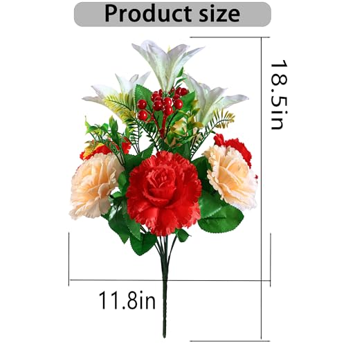Red+White Lily Artificial Silk Rose and Lily Saddle A30385