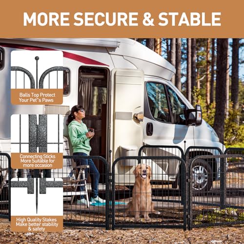 40 Inch 16 Panel Metal Dog Playpen Black-Silver E190